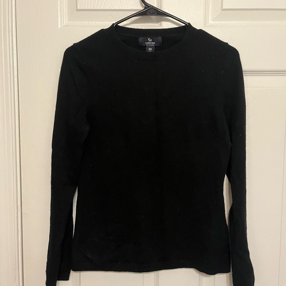 Lands' End Black Cashmere Sweater